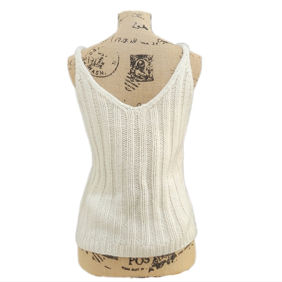 Y2K 90s Body By Victoria Cashmere Cable TANK Sweater,Cream, US Women's Medium - Picture 2 of 5